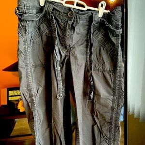 H&M black capris with attached belt. Size 14